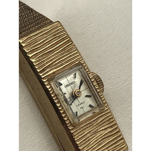 Vintage Seiko Women\'s Watch Gold Plated 17 Jewels 1520-3350 Manual Wind Works! main image 8